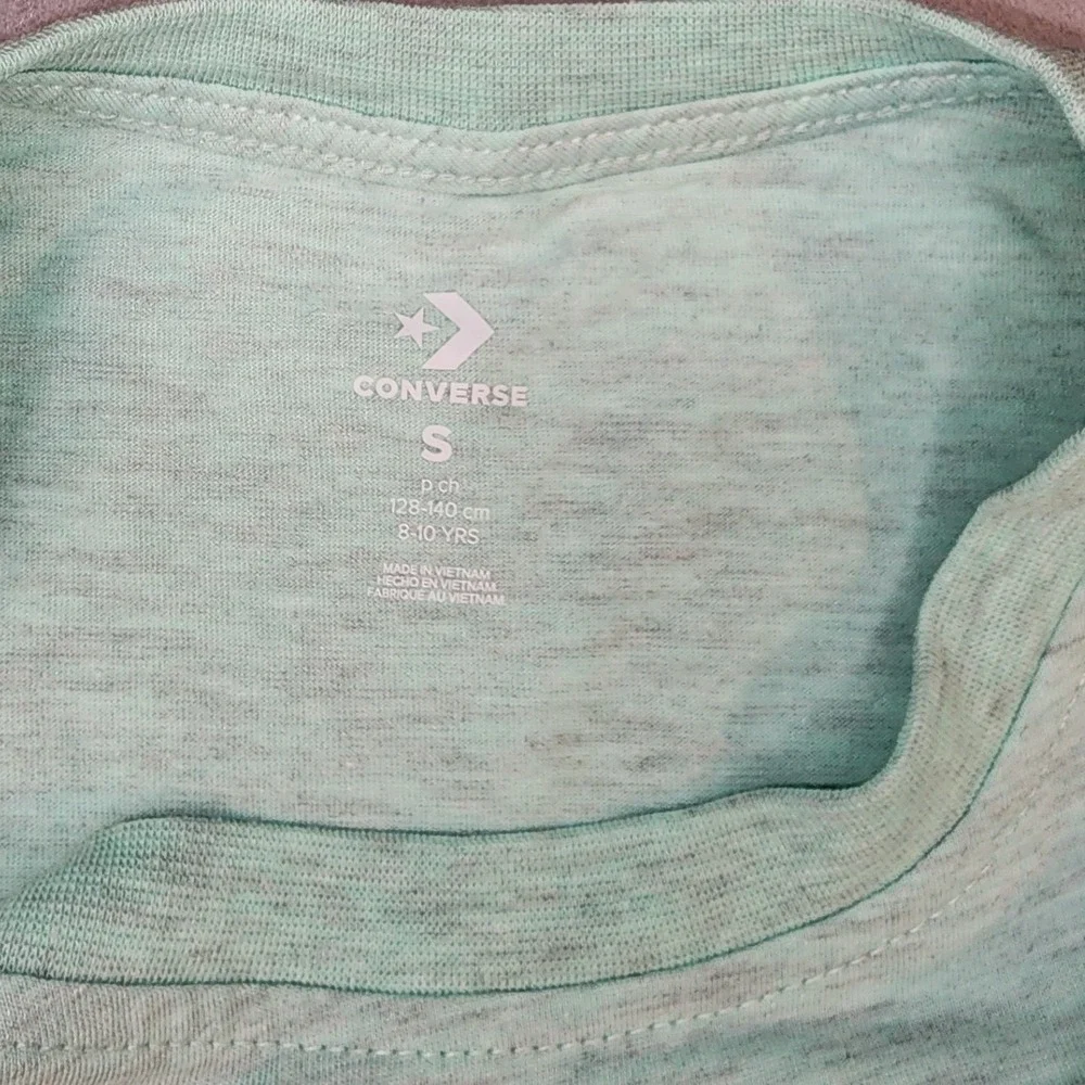 Converse T-Shirt Girls S 8-10 Mint Green Excellent Heathered Crew Neck Tee